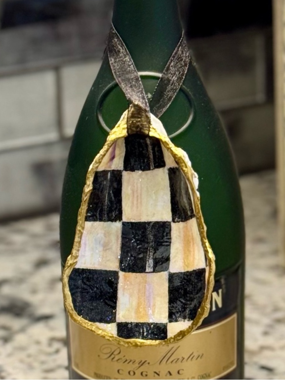 Courtly Check Oyster Shell Ornament 3.5”